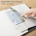 Lined Journal Notebook, 8.5" x 11" Hardcover Leather Notebook for Work, Wide Ruled Notebook Journal for Women Men, 192 Thick Paper, Lay Flat, 2 Pockets, A4 Large Journals for Writing, Black Notebook