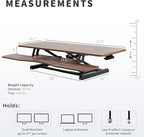VIVO 48 inch Desk Converter, K Series, Height Adjustable Sit to Stand Riser, Dual Monitor and Laptop Workstation with Wide Keyboard Tray, Rustic Vintage Brown Top, Black Frame, DESK-V048KN