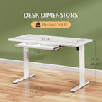 Furmax Glass Standing Desk with Drawers, Electric Adjustable Home Office Sit Stand Desk with One-Piece Desktop & USB Charging Port for Computer Desks