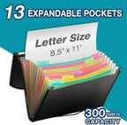 H4D Accordion File Organizer, 13 Pocket Expanding File Folder with Labels for Documents, Letter Size, 1 Pack