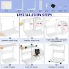 Bfttlity PC Stand Computer Tower Stand 2-Tier Metal CPU Holder with Locking Caster Wheels Suitable for Most PC (S,White)