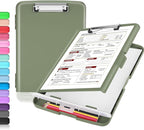 Sooez Clipboard with Storage, High Capacity Nursing Clip Board 8.5 x 11 with Pen Holder & Low Profile Clip, Plastic Clipboards Case Box, Teacher Must Haves School Office Supplies,Letter Size/ A4