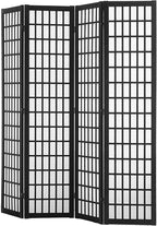VEVOR Room Divider, 4 Panel Japanese Room Divider, Wood Folding Privacy Screen Indoor, Partition Dividers Portable Decoration Screens, for Room Separation Home Office Restaurant & Bedroom(Black)