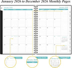 Planner 2026 - A5 Weekly & Monthly Planner Spiral Bound, January 2026 - December 2026, with Flexible Cover, Tabs, Inner Pocket, 6.4" x 8.5", Black