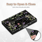 BWEGRHE Slim Credit Card Holder, Wild Flower Hummingbird RFID Blocking Metal Wallet for Men & Women, Aluminum Minimalist Hard Case Pocket-Sized Business Cards Organizer (Fits Up to 10 Cards)