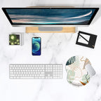 ITNRSIIET Ergonomic Mouse Pad with Gel Wrist Support Small Wrist Rest Smooth Surface Non-Slip PU Base Comfortable Office Supplies Pain Relief, 8.7 x 7.2 inches, Tropical Plants