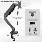 VIVO Heavy Duty Ultrawide Monitor Tension Arm for up to 40 inch Screens, Holds 26.4 lbs, Premium Desk Mount Stand, Black, STAND-V100O