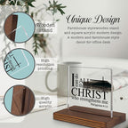 Philippians 4:13 Desk Sign, Christian Bible Verse Decor I Can Do All Things Through Christ Gift for Women Men, Inspirational Faith Plaque for Office, Birthday, Baptism, Retirement, Christmas PA132