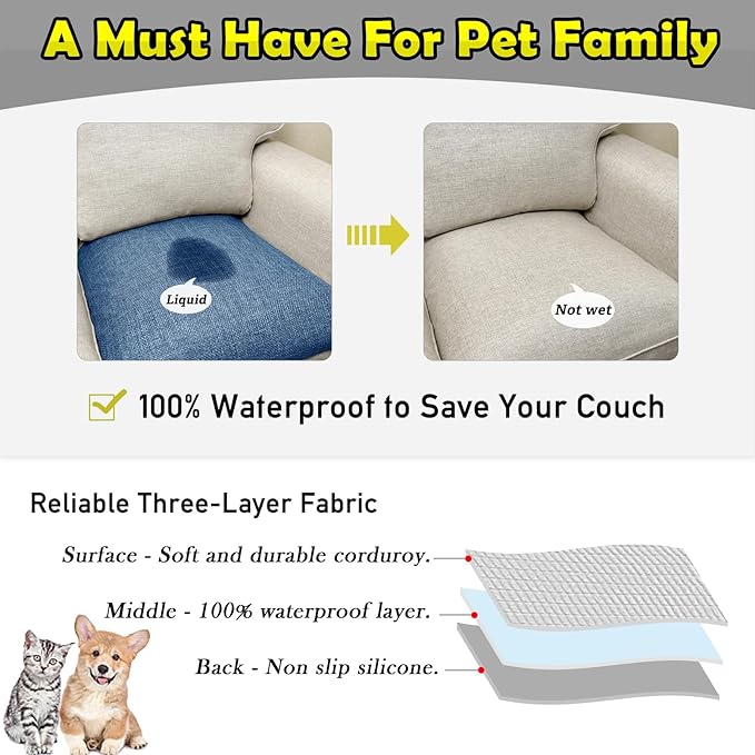 Couch Arm Covers, Waterproof Armrest Cover for Sofa, Armchair, Loveseat, Non-Slip Recliner Arm Cover, Sofa Arm Covers, Headrest Covers, Arm Chair Covers Set of 2 (Navy Blue, 28"×24")
