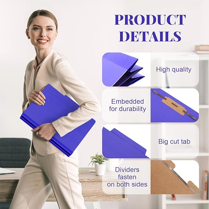 Skyygemm 72 Pcs Classification Folders Letter Size, 1 Divider Pressboard File Folder with Fasteners, Expanding File Organizer Bulk for School Teachers, Office Employee, Coworker, Staff (Purple)
