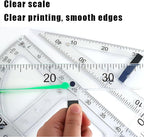 Magnetic Geometry Tool, Protractor, Triangle Rulers Easy Attachment Blackboard Measurement Kit, Teacher Board Protractor Multi-Purpose Kit Large (Transparent-4pc)