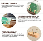 HJX Custom Business Card Holder Desk-Personalized Engraved Wooden Business Card Case Holder, Customized Name Logo Business Card Display Gifts for Men Women (Style2-White)