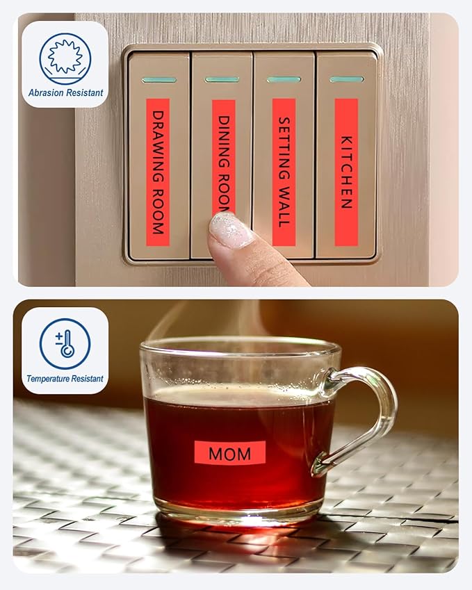 12mm 0.47 Inch Laminated Red TZe-431 TZe 431 TZe431 Tape Compatible for Brother P Touch Label Maker Label Tape for PT D200 D210 D220 D400 Cube Label Maker, Black on Red, 3 Pack