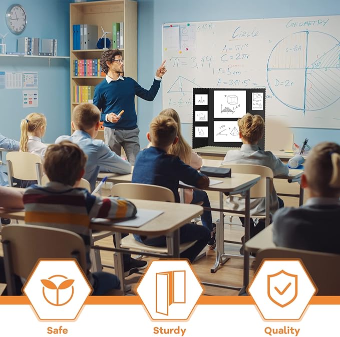 Henoyso 12 Pcs 14 x 22 Inch Black Trifold Poster Board Large Tri Fold Presentation White Display Board Foldable Paperboard for Science Fair School Business Project Exhibition