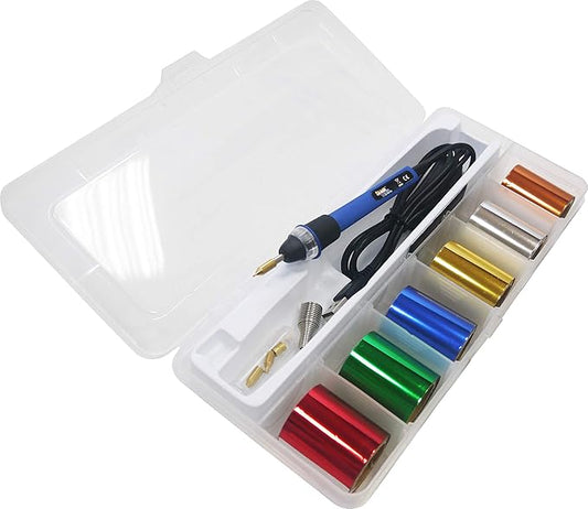 KINGTOOL Hot Foil Embossing Stamping Pen with 6 Rolls Hot Foil Papers, USB Powered (with 4 Nibs) (Blue)