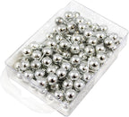JAM PAPER Colorful Push Pins - Round Head Map Thumb Tacks - Silver Pushpins - 2 Packs of 100