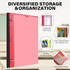WOT I Telescoping Project Organizer, Refillable Binder with Dividers and Pockets, 13 Pocket Folders, 1 Inch 3 Ring Binder, Red