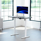 VIVO Electric 48 x 30 in Standing Desk, Memory Height Adjustment, 1B Series, Holds 220 lbs, One-Piece Black Top, White Frame, DESK-KIT-1W5B