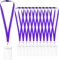 12-Pack Purple Breakaway Lanyards with Waterproof Badge Holders, Polyester Neck Straps for ID Cards, Events, Office, and Schools