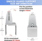 2 Packs Sneeze Guard Support, Aluminum Vertical Partition Board Clamp, Acrylic Desk Divider Support Clamp, Desk Shield Privacy Panel Clamps for Clear Shield for Countertop Reception