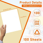100 Sheets White Cardstock 8.5 x 11 Certificate Paper, 92lb Heavyweight Card Stock Printer Paper for DIY Cards Making, School Crafting, Memus, Business Cards, Wedding Invitations