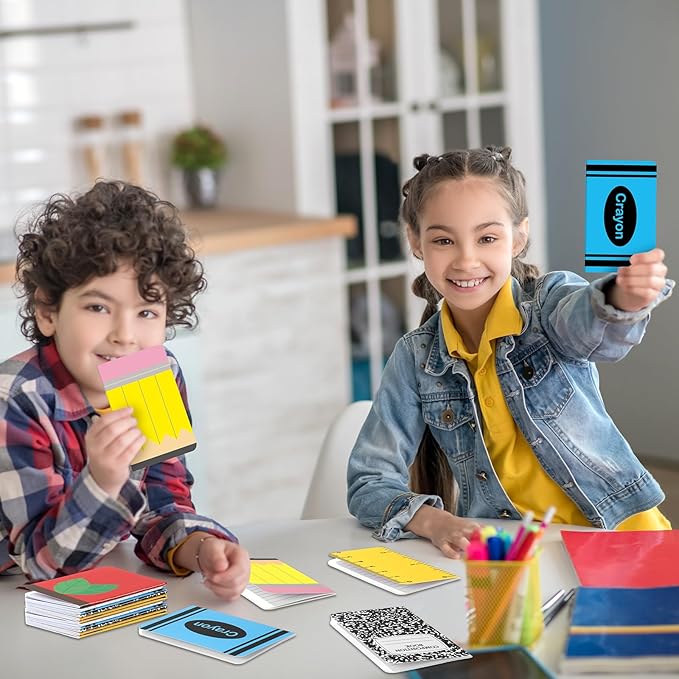 24 Pack Back to School Party Favor Mini Composition Books Small Pocket Size Crayon Pencil Apple Teacher Appreciation Notebooks for Students First Day of School Gift Favors Classroom Prize 5x3 Inch