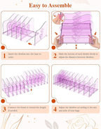 COWVTUJ Adjustable Rose File Organizer for Desk, Vertical File Folder Holders for Magazines, Upright Desktop Binder Organizer, Clear Paper Bookshelf Divider File Sorter for School Office Supplies
