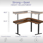 VIVO Electric 2-Tier Corner L-Shaped 63 x 55 inch Standing Desk, Height Adjustable, Memory Controller, Dark Walnut Top Black Frame, Black Drawers, DESK-E3CVD