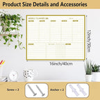 Gold Weekly Dry Erase Board for Wall,12"x16",Small Magnetic Dry Erase Weekly Calendar Board,Gold Metal Frame Weekly Planner Whiteboard for to Do List, Memo, School, Home, Office, Kitchen-GZ