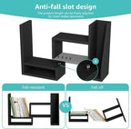 Desktop File Organizer Desk Organizer Shelf - Black Office Organization Shelves for Top of Desk Organizers and Accessories Corner Bookshelf Table Top Shelving Small Hutch Decorations for Women Office
