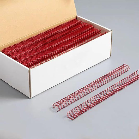 100 Pack Double Loop Wire Binding Spines, YolieraArt Wire Binding Spines, 7/16 Inch Binding Wire for Letter Size (80 Sheet Capacity, 100P, 3:1 Pitch, Red)