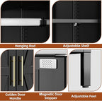 SUPEER Metal Wardrobe Cabinet with 1 Drawer and Hanging Rod, 70.9" H Metal Armoire Wardrobe Closet with Adjustable Shelf for Bedroom, Laundry Room, Home,Office,Installation Required,Black