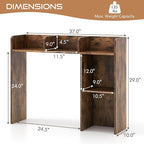 Tangkula Desktop Bookshelf, Countertop Storage Hutch with 5 Shelves for Computer Desk, 3-Tier Display Rack, Multipurpose Wood Desktop Hutch Storage Organizer for Dorm Office, Brown