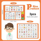 3 Pcs Communication Boards for Non Verbal Adults 11.81 x 8.27 Inches Colorful Picture Symbol Communication Cards Speech Therapy Tools for Autism Aphasia Stroke Patients Hospital Care Home Use