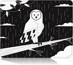 Auhoahsil Mouse Pad, 12 x 10 in Owl Theme Computer Mouse Pad for Desk, Premium-Textured Non-Slip Rubber Stitched Edges Waterproof Square Mouse Mat for Gaming Work Wireless Mice, Simple Black White