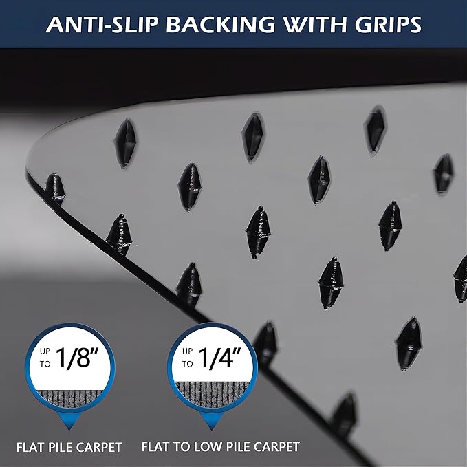 SALLOUS Chair Mat for Carpeted Floors, 46" x 60" Heavy Duty Chair Mat for Carpet, Vinyl Floor Mat with Grips, Carpeted Floor Protector Rolling Computer Desk Mat for Home Office (Black)