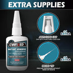 Medium-Thin Super Glue, 56.8 Gram (2 oz) Fast CA Glue with Anti-Clog Cap & Microtips, Instant Clear Cyanoacrylate Adhesive for Woodworking Woodturning 3D Printing PLA Plastic Ceramic Shoe Model