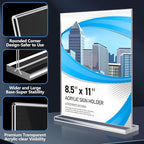 Eocnrhe Acrylic Sign Holder 8.5 x 11 12 Pack, Double-Sided Clear Sign Holder Plastic Stands for Display, Table Sign Stands, T Shape Flyer Holder