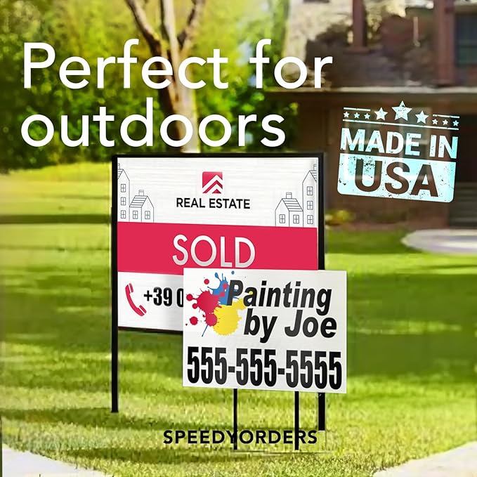 SPEEDYORDERS Custom Outdoor Metal Signs, Personalized Aluminum Signs, Customized Safety Signs, Metal Business Signs, Waterproof Outdoor Business Signs, White Aluminum (Brown Background, 20x20 In)