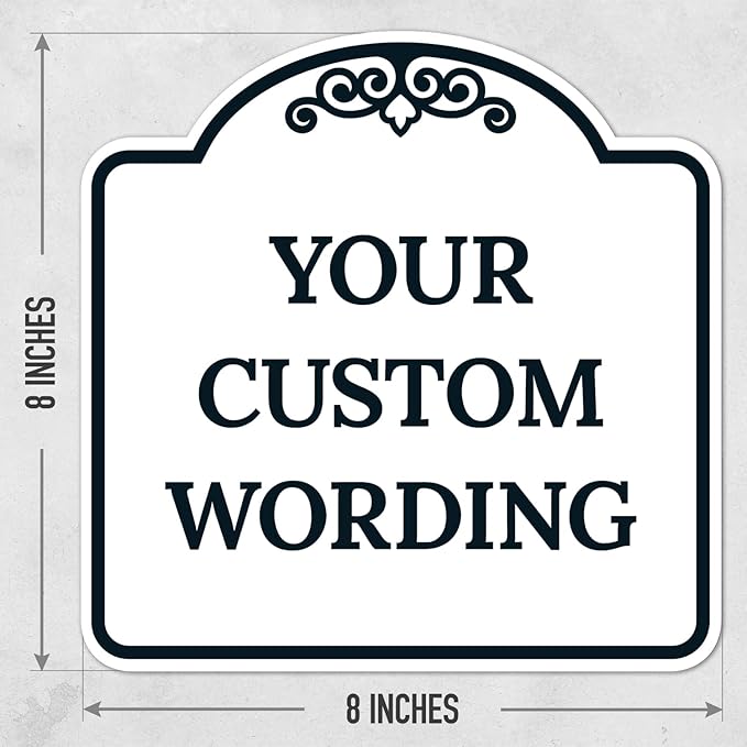 Custom Decorative Sign, Personalized Metal Sign for Business, Driveway, Home, Airbnb, Office Door Plaque,Black Border, 8x8 Inches, ACM, Fade Resistant, Made in USA