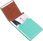 DMFLY Business Card Holder for Women and Men - Magnetic Shut Case for Purse, Green-bm