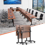 Conference Table,55.1''Folding Conference Room Table for 4-12 People,Mobile Flip Top MeetingTraining Table with Different Coulor and Styles for Offices, Classrooms,Meeting Room (2, 47.2''D)