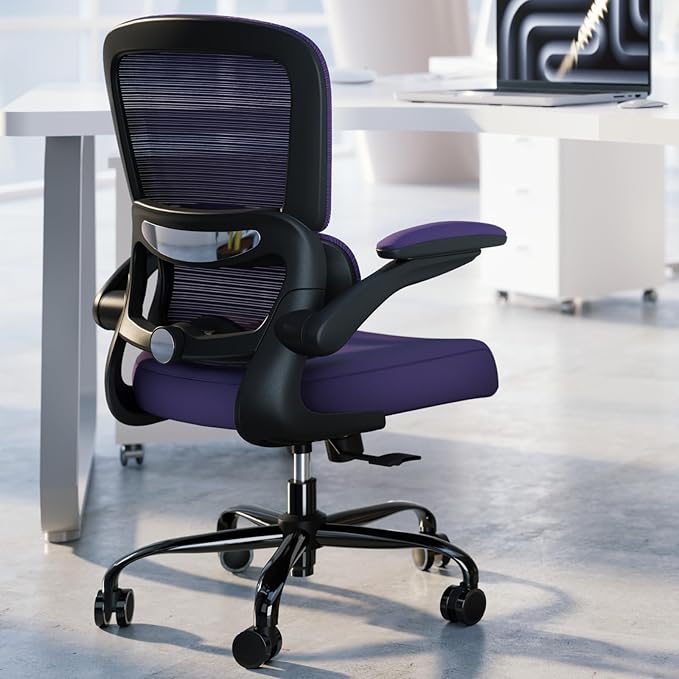Office Chair - Ergonomic Desk Chair with Adjustable Lumbar Support, Mesh Computer Chair, Executive Chair for Home Office Comfortable Lumbar Support (Violet)