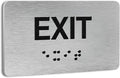 Exit Signs for Business and Office Sign, ADA Signs with Raised Text & Grade 2 Braille, Easy Installation with Adhesive Pad – Brushed Aluminum/Silver
