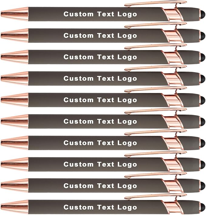 Custom Engraved Ballpoint Pens Bulk, Personalized with Name/Logo, Black or Blue Ink, Smooth Writing for Office, School, Business, Church, Reunion10 Pcs Grey