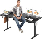 SANODESK Electric Standing Desk 79 x 32 Inches Height Adjustable Stand Up w/6-Button Ergonomic Computer Desk with Splice Board for Home Office, Black Frame + Black Tabletop