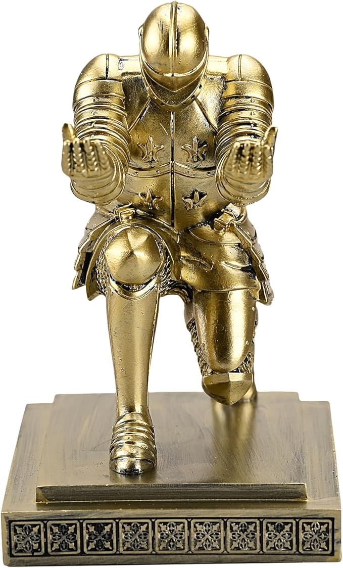 Amoysanli Knight Pen Holder Desk Organizers and Accessories Desk Decor Resin Pen Holder as Gift with a Cool Pen for Office and Home (Copper)