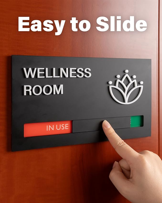 Conference Room Door Signs for Office, Meeting In Progress Door Sign, In Use Available Slider Indicator Tells Whether Room Vacant Or Occupied