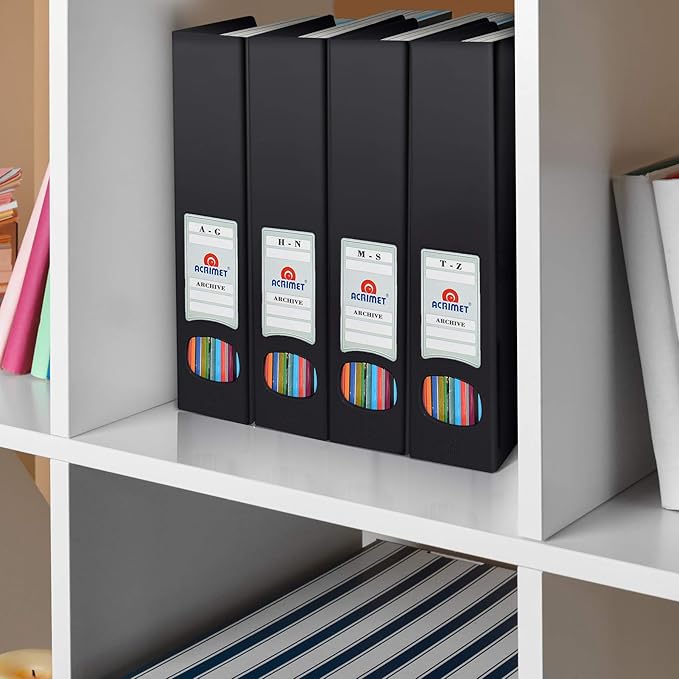 Acrimet Magazine File Holder, Durable Rack, Space-Saving Organizer (Plastic) (Black Color) (2 pack)