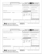 W2 Forms 2025, 6 Part Tax Forms, 25 Employee Kit of Laser Forms Designed for QuickBooks and Accounting Software